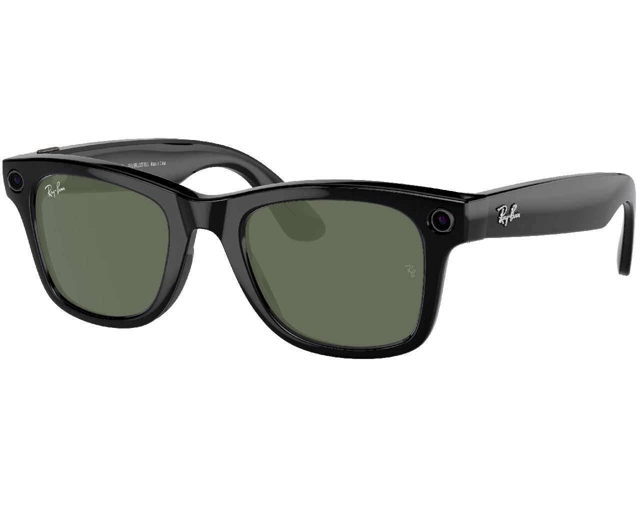 Умные очки RAY-BAN WAYFARER | Цвет оправы - Shiny Black | Цвет линз - Green  (2023)